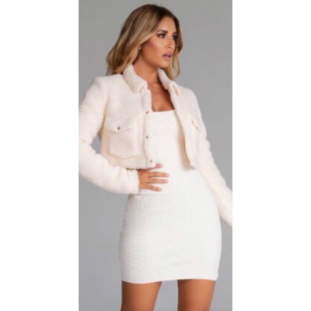 Meshki Stacia Borg Popper Front Jacket - Cream